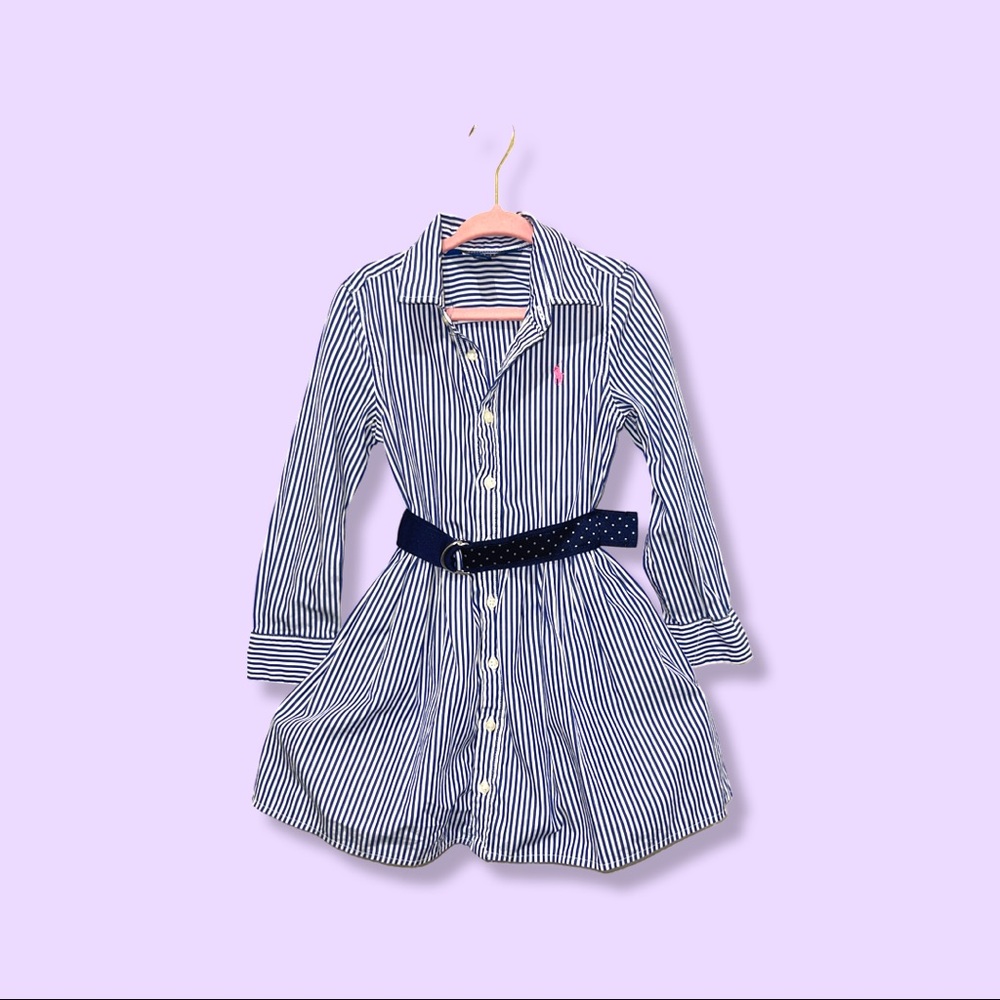 Stripe Ralph Laurent Navy blue/White girls dress